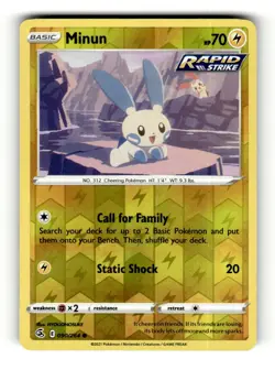Minun 090/264 Common Fusion Strike Pokemon Reverse Holo Lightly Played - Image 1