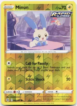 Minun 090/264 Common Fusion Strike Pokemon Reverse Holo Near Mint - Image 1