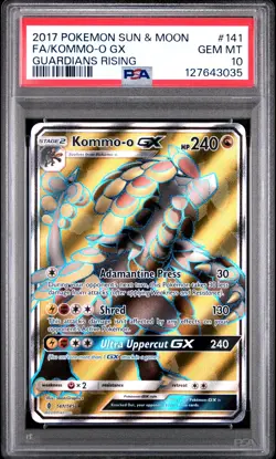 PSA 10 GEM MINT Kommo-O GX Guardians Rising Full Art Holo 2017 Pokemon 141/145 - Image 1