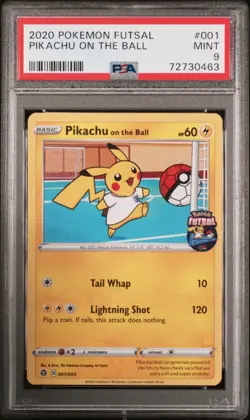 2020 POKEMON FUTSAL #001 PIKACHU ON THE BALL PSA 9 - Image 1