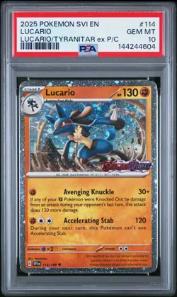 2025 POKEMON SVI EN-SCARLET & VIOLET #114 LUCARIO PSA 10 - Image 1