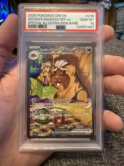 2025 POKEMON DRI EN-DESTINED RIVALS #235 ARVEN'S MABOSSTIFF EX PSA 10 - Image 1