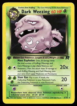 Dark Weezing 31/82 1st Edition Rare Team Rocket Pokemon Card - Image 1