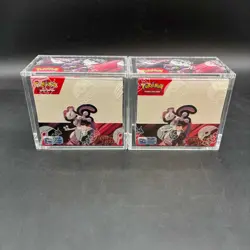 Lot (2) Pokemon SV10 Destined Rivals English Booster Boxes Sealed w/Acrylic Case - Image 1