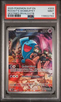 2025 Pokemon SVP EN Rocket’s Wobbuffet Destined Rivals ETB PSA 9 Mint - Image 1