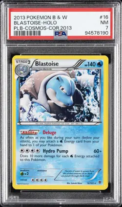 2013 POKEMON BLACK & WHITE PLASMA BLAST #16 BLASTOISE-HOLO PSA 7 - Image 1
