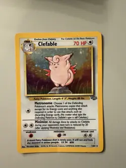 Pokemon TCG Clefable Jungle 1/64 Holo Rare Unlimited EN 1999 70 HP - Image 1
