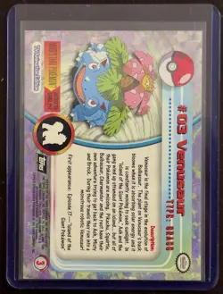 1999 Topps Pokemon Venusaur 1st Print Blue Logo TV Animation Edition #3 - Image 2