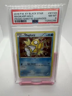 2016 POKEMON XY BLACK STAR PROMO SHINY MEGA GYARADOS #XY143 MAGIKARP-HOLO PSA 8 - Image 1