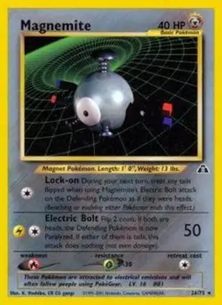 Moderately Played Magnemite - 26/75 - Rare - Unlimited Edition Pokemon Neo Disco - Image 1