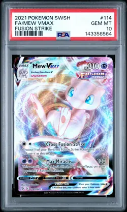 2021 POKEMON SWORD & SHIELD FUSION STRIKE #114 FULL ART/MEW VMAX PSA 10 - Image 1