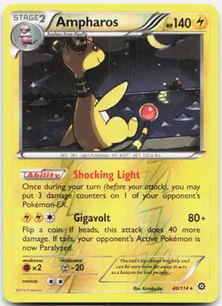 AMPHAROS 40/114 HOLO R STEAM SIEGE POKEMON REVERSE HOLO MP - Image 1