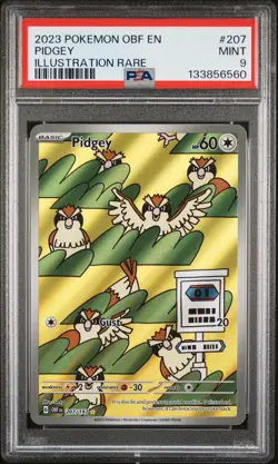 2023 Obsidian Flames #207 Pidgey Illustration Rare PSA 9 NEW CERT - Image 1