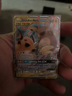 2019 Pokemon TCG Raichu & Alolan Raichu GX 54/236 Unified Minds Ultra Rare Holo - Image 1
