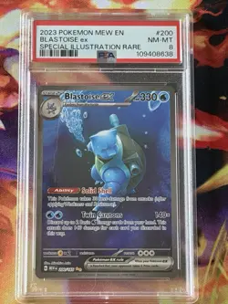 Pokemon Blastoise ex Special Illustration Rare Holo PSA 8 200/165 SV 151 EN - Image 1
