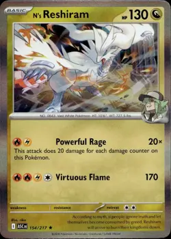 N's Reshiram 154/217 Rare Ascended Heroes Pokemon Near Mint - Image 1