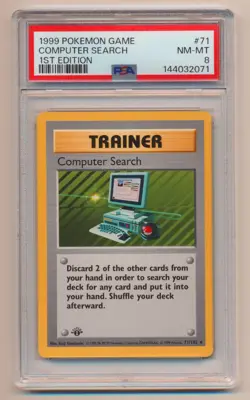 PSA 8 Pokemon Base Set 1st Edition Rare Computer Search 71/102 NM/MINT Condition - Image 1