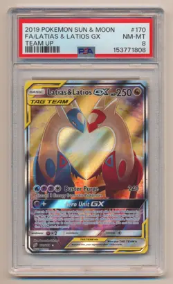 PSA 8 Pokemon Team Up Full Art Latias & Latios GX 170/181 NM/MINT Condition!! - Image 1