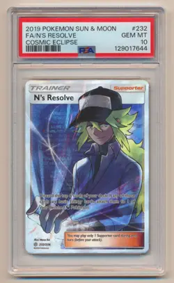 PSA 10 Pokemon Cosmic Eclipse Full Art N's Resolve 232/236 GEM MINT Condition! - Image 1