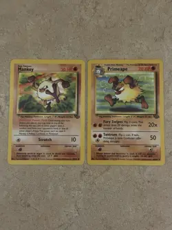 Pokemon TCG Jungle Mankey 55/64 & Primeape 43/64 1999 English Lot 2 - Image 1