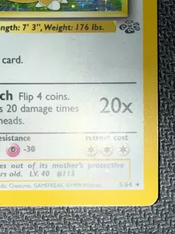 Pokemon Kangaskhan Jungle 05/64 Holo Rare Basic 90 HP 1999 TCG Card - Image 4