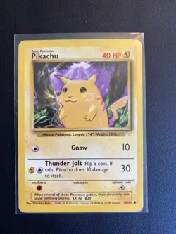 1999 Pokemon #58 Pikachu Gold Stamp E3 Stamp Yellow Cheeks Promo Card 58/102 WOW - Image 1
