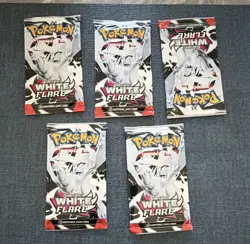 Pokemon Scarlet & Violet White Flare Booster Packs Reshiram 5x Sealed 10 Cards - Image 1