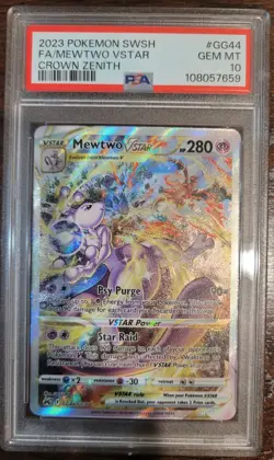 2023 POKEMON SWORD & SHIELD CROWN ZENITH #GG44 FULL ART/MEWTWO VSTAR PSA 10 - Image 1