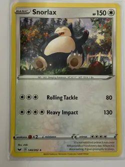 Snorlax 140/202 Pokemon Sword & Shield 2020 NM - MT 9.0 + Non Holo Rare - Image 1