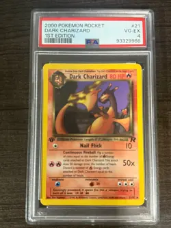2000 Pokemon Rocket Dark Charizard #21 1st Edition - PSA 4 VG EX - Image 1