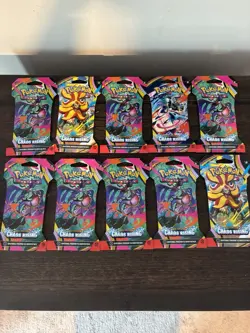 Pokemon TCG Mega Evolution Chaos Rising 10x Booster Packs Factory Sealed - Image 1