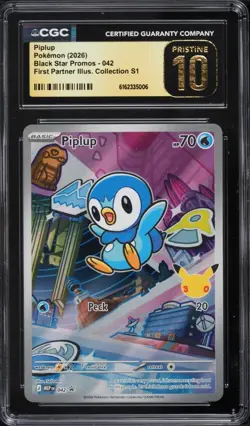 CGC Pristine 10 Piplup First Partner Illustration Collection Pokemon #042 - Image 1