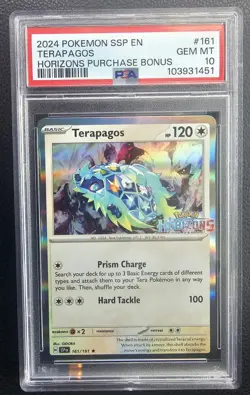 PSA 10 2024 Pokemon SVI Surging Sparks #161/191 Terapagos Horizons Bonus - Image 1
