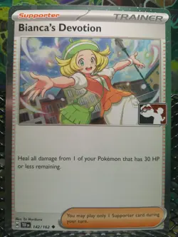 Bianca's Devotion 142/162 Cosmos Holo Pokemon Play! Prize Pack Play Stamp - Image 1
