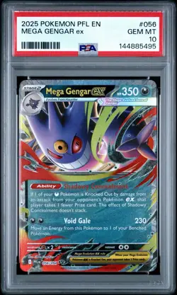 2025 POKEMON PFL EN-PHANTASMAL FLAMES #056 MEGA GENGAR EX PSA 10 - Image 1