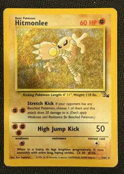 1999 Pokemon TCG Fossil Hitmonlee #7/62 Holo Rare 60 HP Unlimited WotC - Image 1