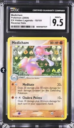 Pokemon TCG Medicham 10/101 Reverse Holo EX Hidden Legends CGC 9.5 Mint + 🔥 - Image 1