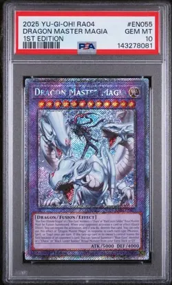 🔥PSA 10🔥DRAGON MASTER MAGIA QUARTER CENTURY STAMPEDE RA04-EN055 - Image 1
