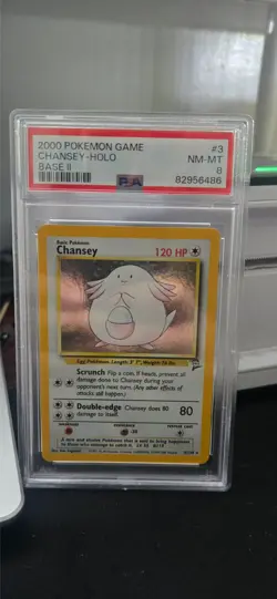 2000 Pokemon Game Chansey 3/130 Base Set 2 Holo Rare PSA 8 NM-MT - Image 1