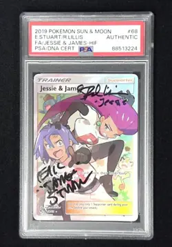 2019 Pokemon Hidden Fates Jessie & James 68 Eric Stuart/Rachael Lillis PSA Auto - Image 1