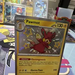 Pokemon TCG Pawmot 144/091 SV Paldean Fates Shiny Rare Holo HP 130 - Image 2