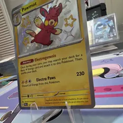 Pokemon TCG Pawmot 144/091 SV Paldean Fates Shiny Rare Holo HP 130 - Image 4