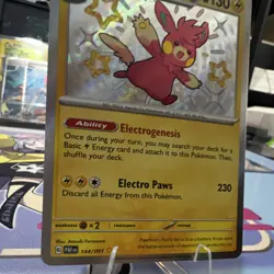 Pokemon TCG Pawmot 144/091 SV Paldean Fates Shiny Rare Holo HP 130 - Image 5