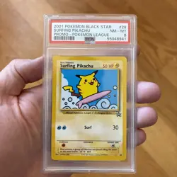 2001 Surfing Pikachu Black Star Promo - PSA 8 NM - WOTC Pokemon league - Image 1