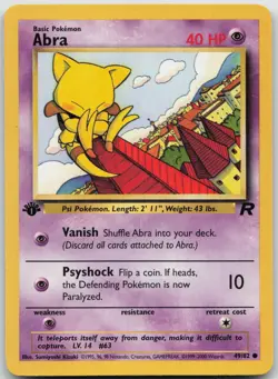 Abra 49/82 Common Team Rocket Pokemon 1st Edition Moderately Played - Image 1