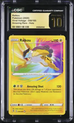 CGC 10 Raikou 050/185 Amazing Rare Holo Vivid Voltage Pokemon Pristine - Image 1