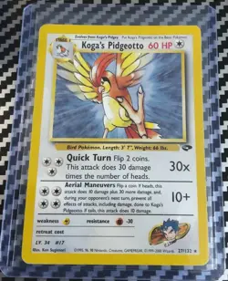 MP/HP Koga's Pidgeotto 27/132 Gym Challenge Regular Original Base Pokemon WotC - Image 1