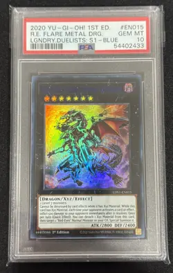 YUGIOH PSA 10 Red-Eyes Flare Metal DRAGON LDS1-EN015 UR BLUE 1st Ed - Image 1