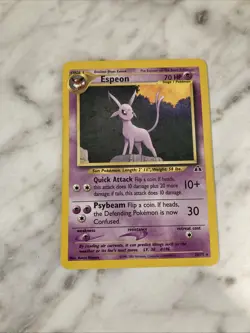 Espeon 20/75 Neo Discovery Regular Unlimited Rare Pokemon Card Heavy Play - Image 2