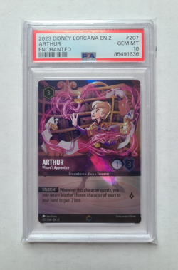 Lorcana TCG Arthur Wizard's Apprentice PSA 10 GEM MINT Enchanted Foil Card #207 - Image 1